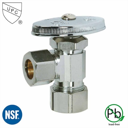 Thrifco Plumbing 5/8 Inch Comp x 1/2 Inch Comp Multi Turn Brass Angle Stop Valve 4405465